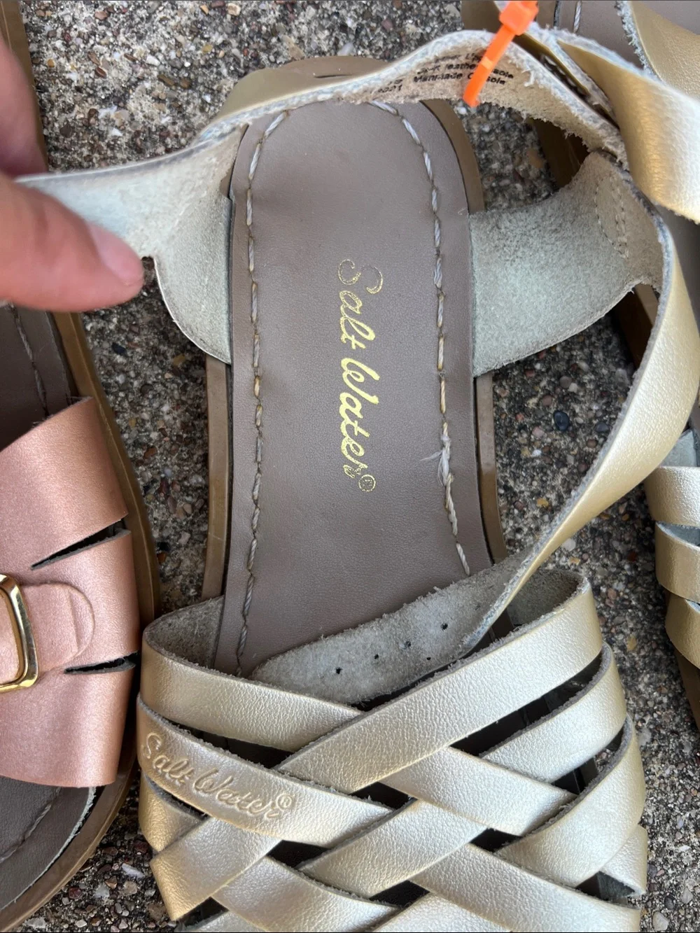 Salt Water Sandals by Hoy Kids Metallic Rose and Gold Strappy Sandals